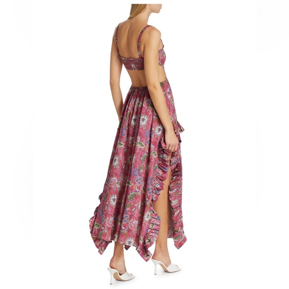 CAROLINE CONSTAS Margo Floral Ruffled Maxi Dress Pink Enchanted Paisley - Picture 11 of 13